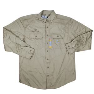 Carhartt Mens FRS160 Flame Resistant FR Work Shirt Sz L Long Sleeve Twill Pocket